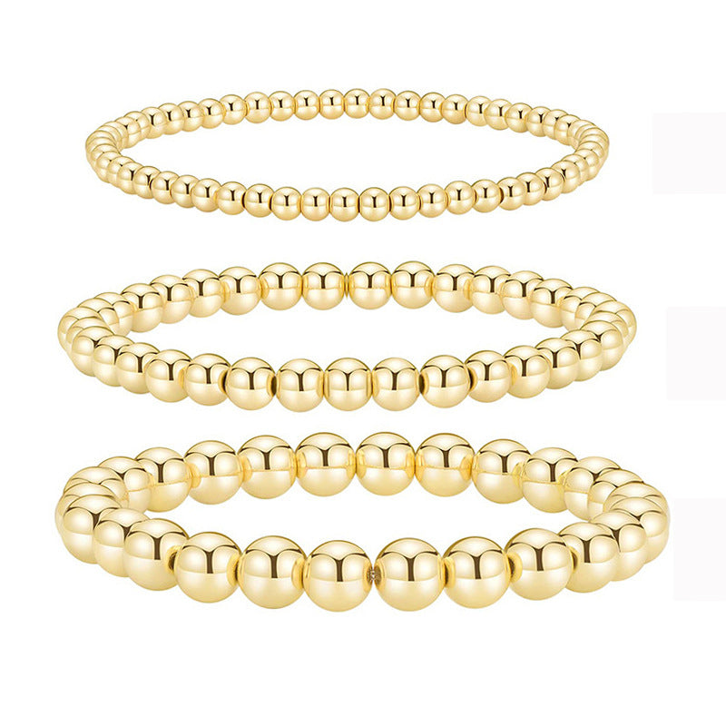 Wholesale beaded gold bracelet men's and women's color-retaining gold-plated elastic multi-layer stacked round bead bracelet bracelet